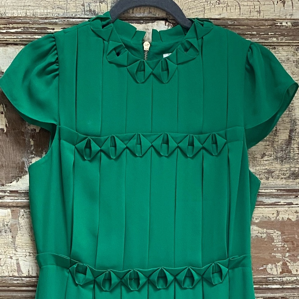 Ted Baker London Emerald Green Pleated Maxi Dress, Size 2 - Picture 4 of 14